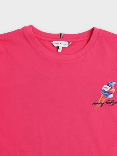 Girls Graphic Regular Fit Cotton T-Shirt Pink