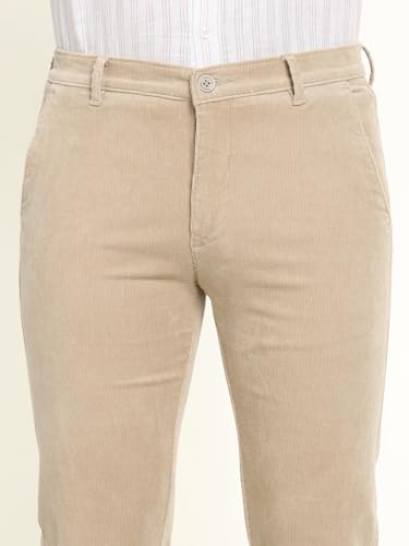 Hancock Men Cotton Solid Slim Fit Trousers Grey Size 36, Comfortable Stretch Waistband, Machine Washable Easy Care Fabric, Soft Breathable Fabric for All Day wear