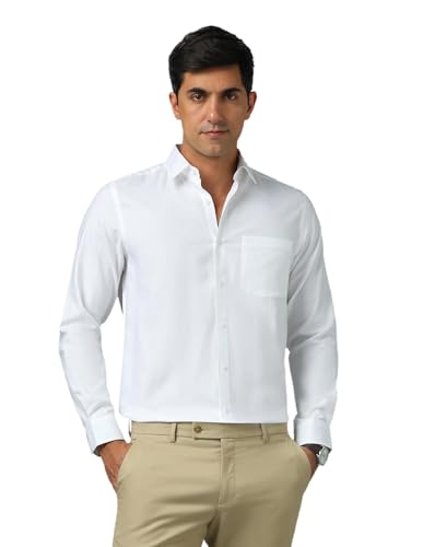 Arrow Men's White Solid Spread Collar Full Sleeve Formal Cotton Regular Fit Shirt (ARAJSH0932_White_38)