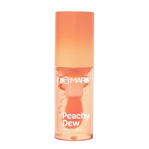 MARS Color Changing Lip Oil (4.5 ml) (04-PEACHY DEW) With Fat Applicator | Skin Nourishing Ingredients - Olive Fruit Oil, Jojoba Oil | Hydrating & Moisturising