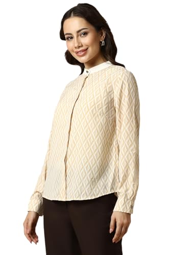 Allen Solly Women Beige Print Long Sleeves Shirt