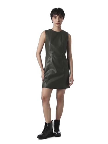 ONLY Women's Solid Fit and Flare Olive Dress