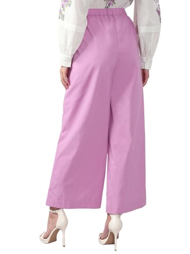 VERO MODA Women's Straight Fit High Rise Pink Pants