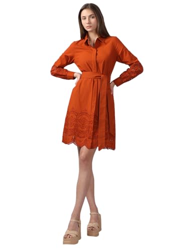 VERO MODA Women's Cotton Brown Shirt Dress