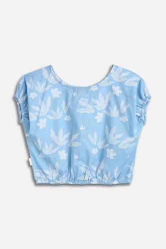 Allen Solly Girls Light Blue Print Casual Top