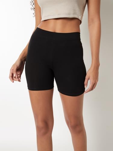 Max Women Solid Cycling Shorts (Black_XXL)