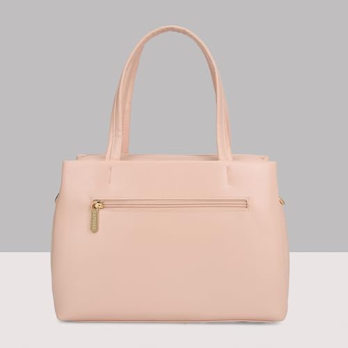 Caprese Geneva Medium Satchel Bag for Women with Adjustable & Detachable Strap & Multiple Compartments | Versatile Shoulder, Crossbody & Handheld Bag for Work, Travel, and Everyday Use (Pink Sorbet)