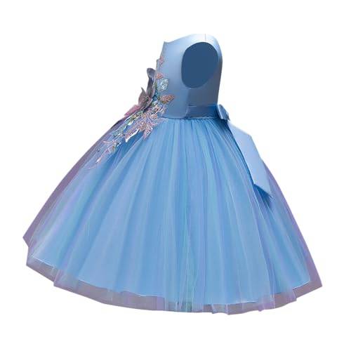 Hopscotch Girls Sleeveless Floral Applique Party Dress In Blue Color for Ages 10-11 Years