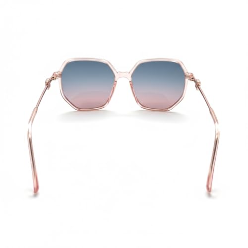 HASHTAG EYEWEAR Women Branded Latest and Stylish Sunglasses | Polarized and 100% UV Protected |Women Goggles| (Hexagonal, Pink)