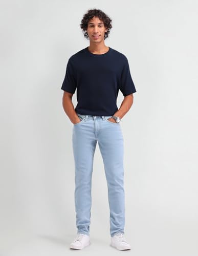 U.S. Polo Assn. Denim Co. Men's Brandon Slim Tapered Fit Blue Jeans (UDJEN1252_Light Wash_38)