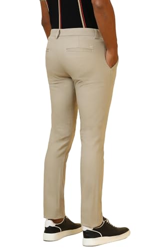 Men Beige Textured Casual Trousers