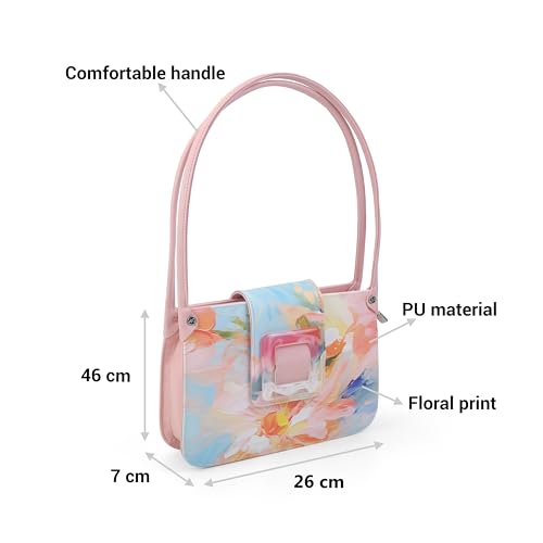 Metro Women Black PU Floral Printed Shoulder Bag with Dual Compartments(66-356)