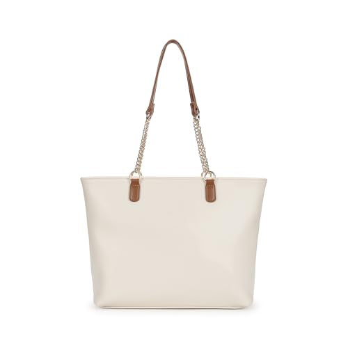 Fastrack Quilted Tote Bag for Women | Faux Leather Shoulder Bag with Dual Chain Handles, Zip Closure & Organiser Pockets | Elegant Everyday Tote for College, Brunch & Casual Outings