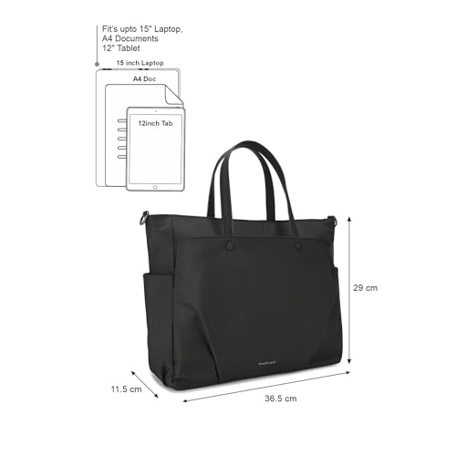 Fastrack WorkEase Minimilist Laptop Tote | 15" Laptop Compatibility | Made with Nylon for Durability | Workwear Bags for Women | College Bags with Laptop