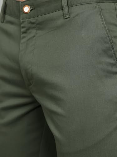 Monte Carlo Mens Slim Fit Solid Trouser |Solid Pattern Casual Trousers | Button Closure | Stylish & Comfortable Formal Trouser for Men's Olive 36