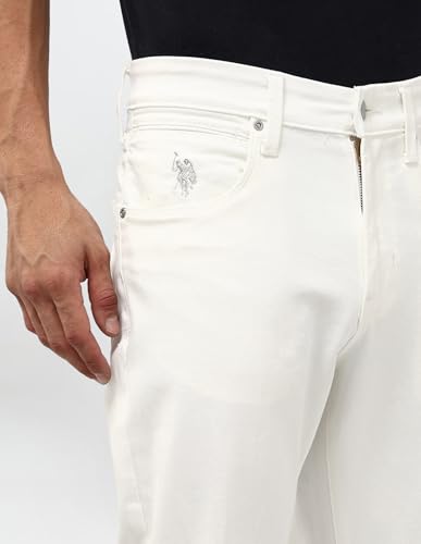 U.S. Polo Assn. Denim Co. Men's Harold Slim Straight Fit White Jeans (UDJEN2024_White_40)