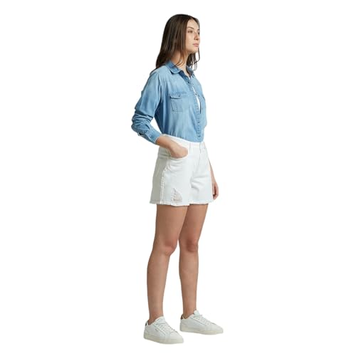 Pepe Jeans Rachel White High Waist Regular Fit Shorts