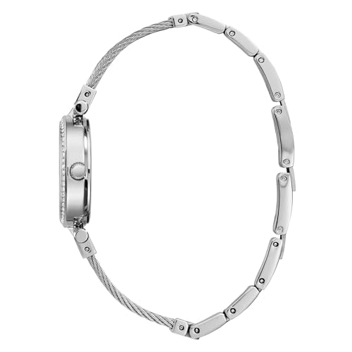 Guess Women Quartz Stainless Steel Analog Casual Watch, Color:Silver Dial-Toned (Model: U1009L1), Silver Band