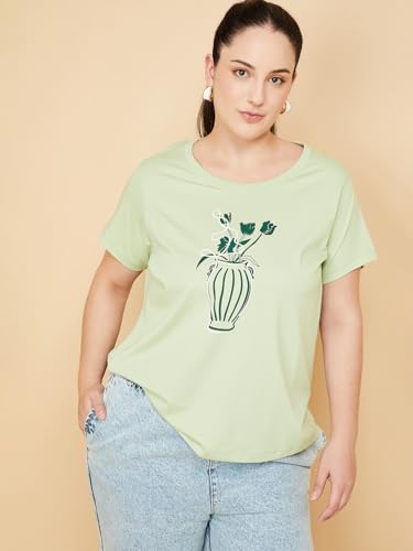 Max Women Printed T-Shirt (Green_4XL)