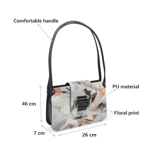 Metro Women Black PU Floral Printed Shoulder Bag with Dual Compartments(66-356)