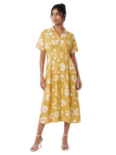 Max Women Printed Shirt Dress (Yellow_S)