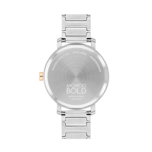 Movado Bold Swiss Qtz Silver Round Dial Women's Watch|Stainless Steel & Ionic Plated Rose Gold Steel Material|Rose Gold Color Band - 3601141