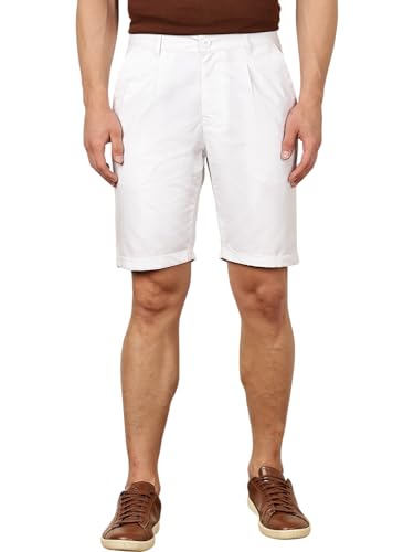 Thomas Scott Men's | Solid | Mid Rise | Light Weight | 100% Cotton | Casual | Chino | Shorts for Men (TSS038_White_30)