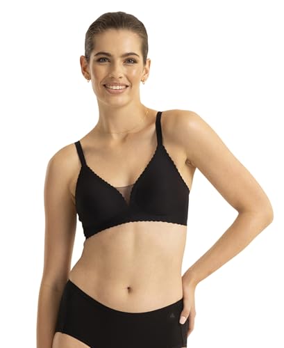 Jockey 1844 Women's Wirefree Padded Soft Touch Microfiber Elastane Medium Coverage Bonded Tech T-Shirt Bra with Reinforced Side Support_Black_32B