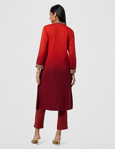 Biba Women Polyester Blend Solid YARNDYED STRAIGHT MIX AND MATCH Suit Set(WINTER W2226_RED MAROON_36)
