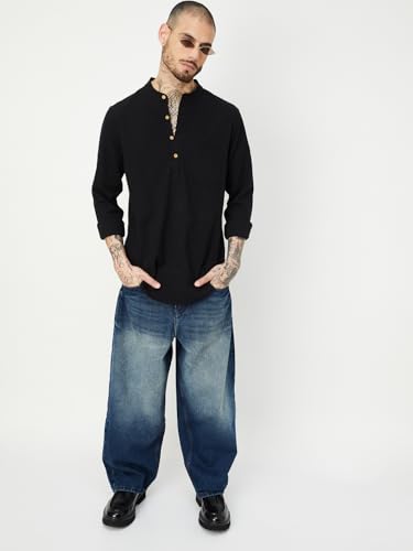 Max Men's Cotton Regular Kurta (FUBSTSP2502SD_Black