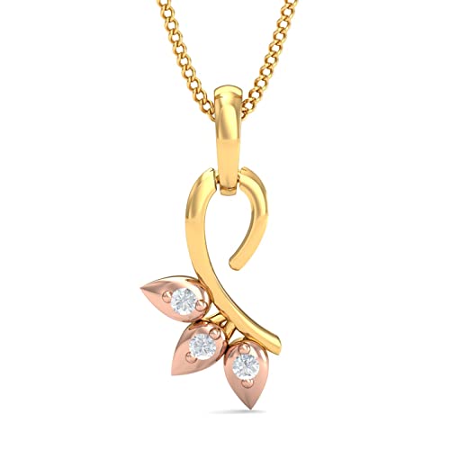 KuberBox 18KT Yellow Gold Candie Dainty Pendant for Women