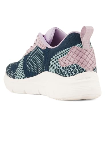 Carlton London Women Blue Comfortable Lace-Up Snakeer with Heels, for for Casual, Walking & Daily Use (37)