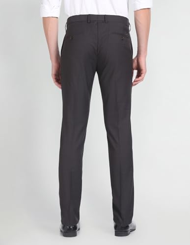 Arrow Solid Dobby Formal Trousers Dark Brown
