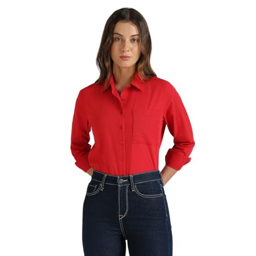 Pepe Jeans Women's Regular Fit Shirt (PL305085_HOT RED