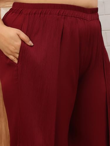 LAS By Ananya Maroon Solid Night Wear (A-Line Top & Bottom, Full Sleeve) (3XL)