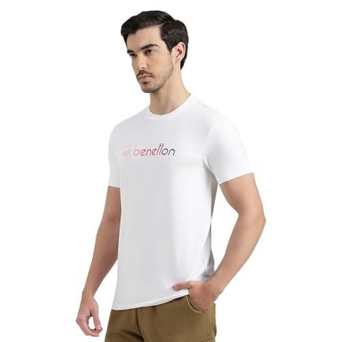 United Colors of Benetton Regular Fit Round Neck Solid T-Shirt (Size : 3XL) - 26P3ZSTJ3525I101 White