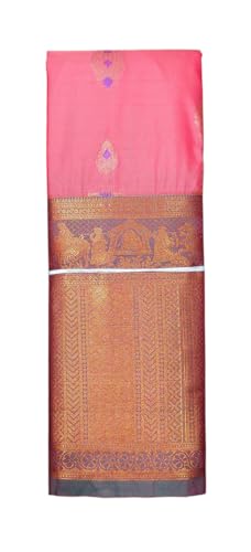 VFCollections Women's Traditional Handloom Kanchipuram Silk Pure Pattu Sarees | Rich Zari Woven Design | Unstitched Blouse (VFC484-1)