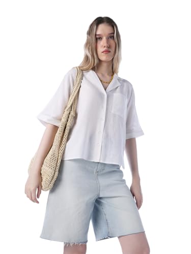 ONLY Women's Solid Regular Fit White Shirt