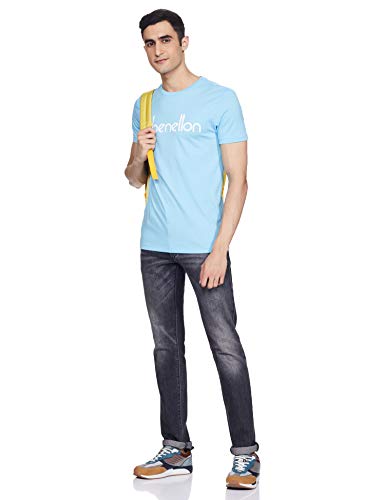 United Colors of Benetton Men's Slim T-Shirt (3099J7106I903_Sky Blue L)