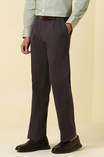 Men Brown Solid Casual Trousers