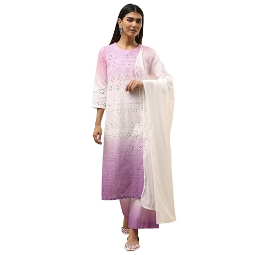 Biba Women's Cotton Kurta Set (SKDSCHIF10855SS25PNK_Pink