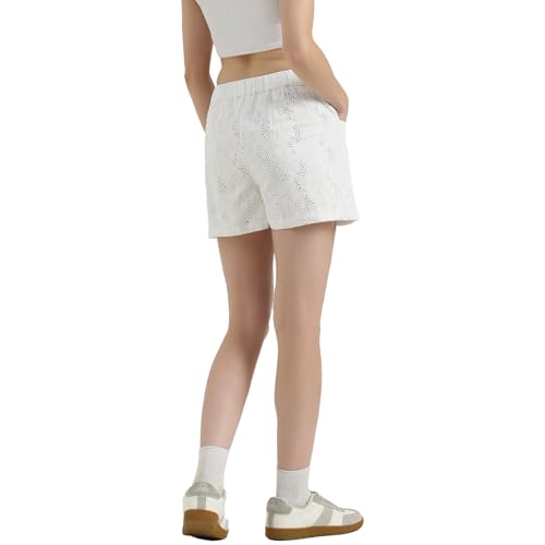 United Colors of Benetton Schiffli Embroidered Straight Fit Shorts (Size : 34) - 26P4WVNSH183I101 White