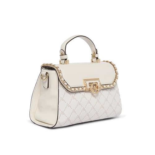 Akiki London Women's Heston 24 Flap Medium Satchel Handbag|comes with Dog Charm|Top Grab Handle|Metal Finish|Stylish Ladies Purse|Party Handbag for Women