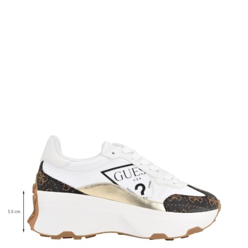 Guess Womens Calebb3Sneaker, White/Brown 145, 7