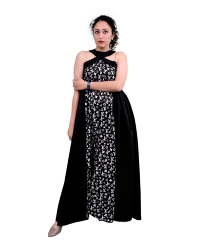 Satin and Lycra Gown Full Stitched Premium Women Gown Black