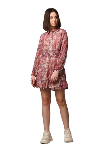 ONLY Women Paisley Printed Casual Red Shirt Dress