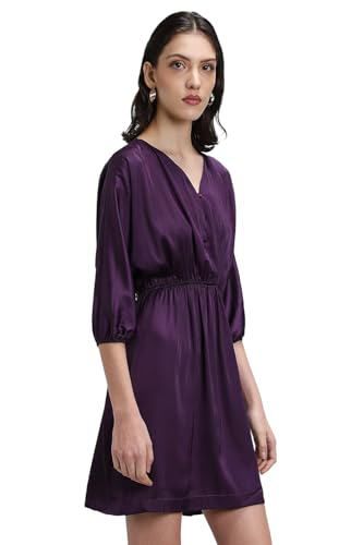 FOREVER 21 Women's Polyester Blend Fit and Flare Mini Casual Dress (FWA23PDRF0083_Purple