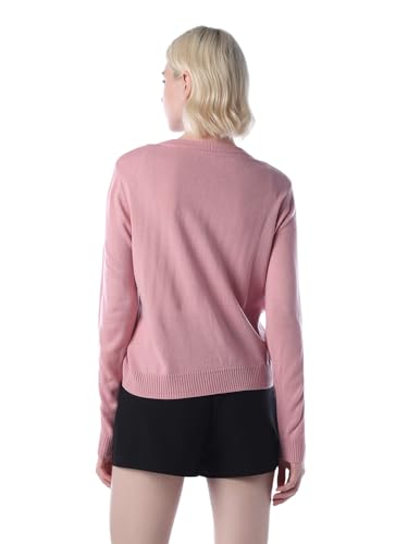 ONLY Women's Acrylic Round Neck Pullover Sweater (15355004-Bleached Bleached Mauve