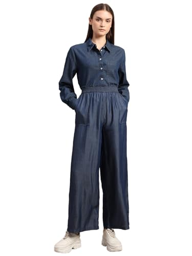 VERO MODA Women's Regular Fit High-Rise Blue Pants