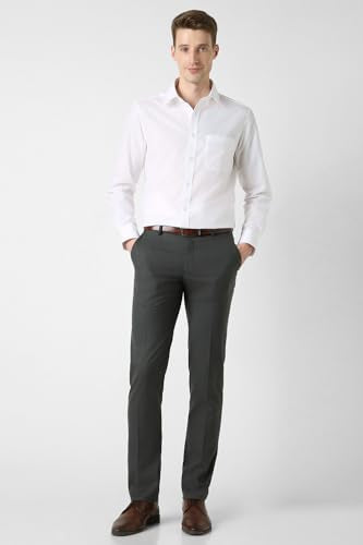 Men Grey Solid Formal Trousers